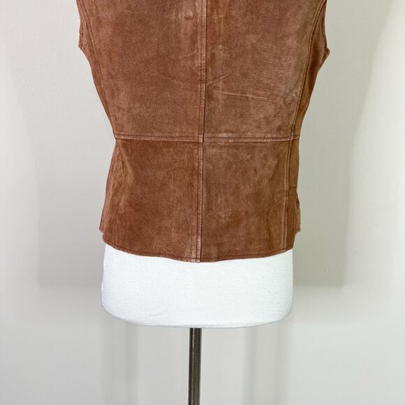 Vintage | Outbrook Suede Brown Leather Embroidered Western Boho Vest Large L - Picture 9 of 12